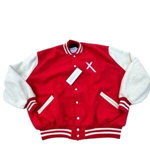 Vintage Delong Varsity jacket size 4X red white X wool blend New STAINED NWT 4XL